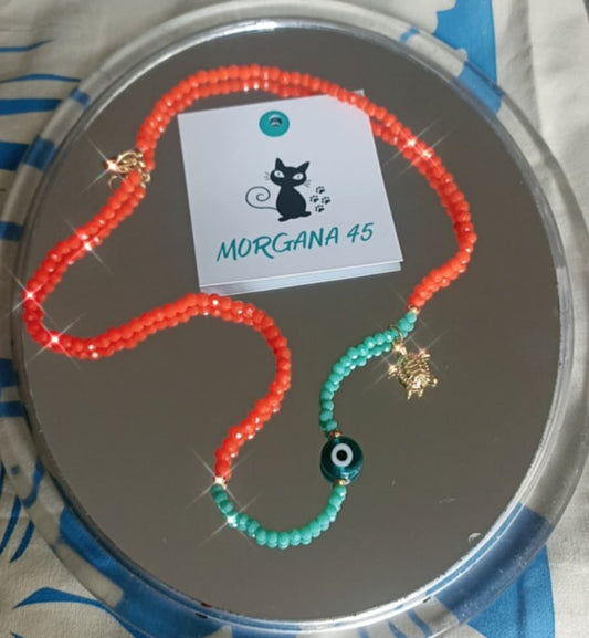 Collar en murano verde y turquesa